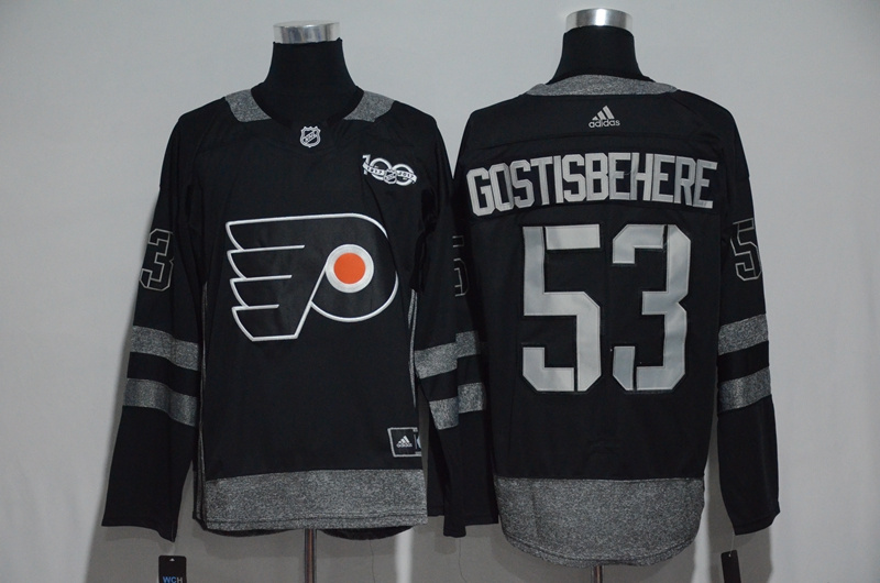 NHL Philadelphia Flyers #53 Gostisbehere Black 1917-2017 100th Anniversary Stitched Jersey->->NHL Jersey